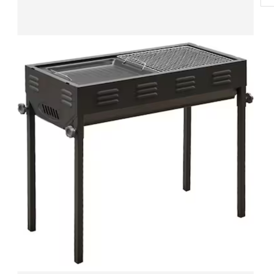 El Pasha - BBQ udendørs kulgrill - 66x30x64 cm | Rustfrit stål | Sort