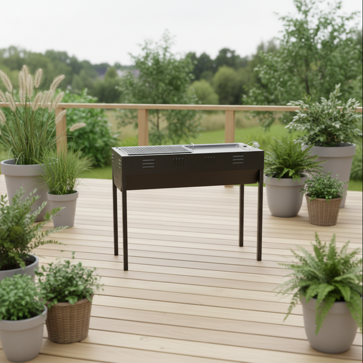El Pasha - BBQ udendørs kulgrill - 66x30x64 cm | Rustfrit stål | Sort