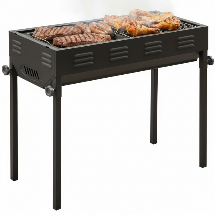 El Pasha - BBQ udendørs kulgrill - 66x30x64 cm | Rustfrit stål | Sort