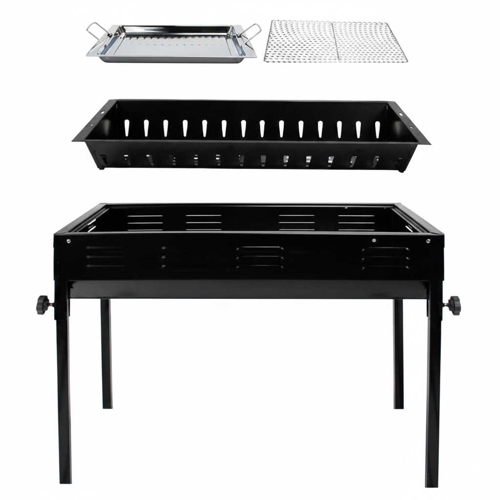 El Pasha - BBQ udendørs kulgrill - 66x30x64 cm | Rustfrit stål | Sort