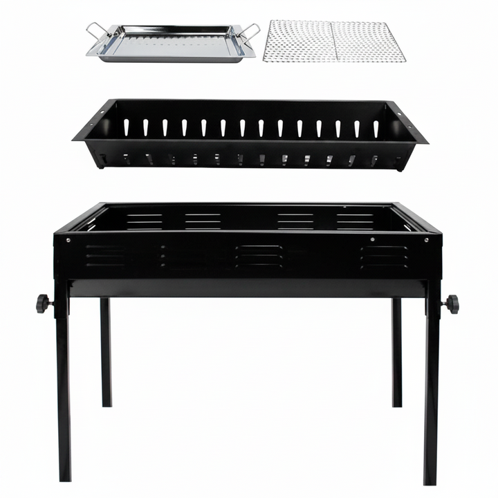 El Pasha - BBQ udendørs kulgrill - 66x30x64 cm | Rustfrit stål | Sort