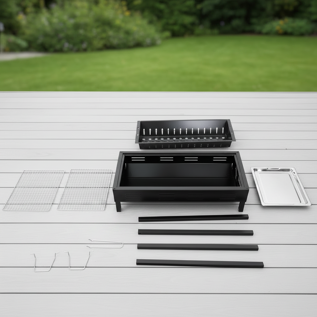 El Pasha - BBQ udendørs kulgrill - 66x30x64 cm | Rustfrit stål | Sort