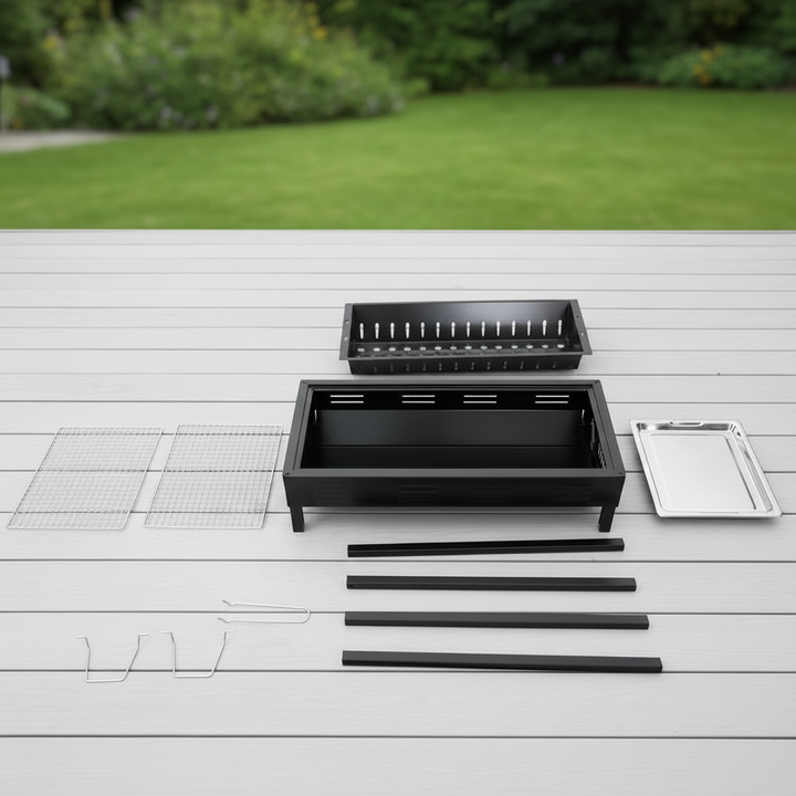 El Pasha - BBQ udendørs kulgrill - 66x30x64 cm | Rustfrit stål | Sort