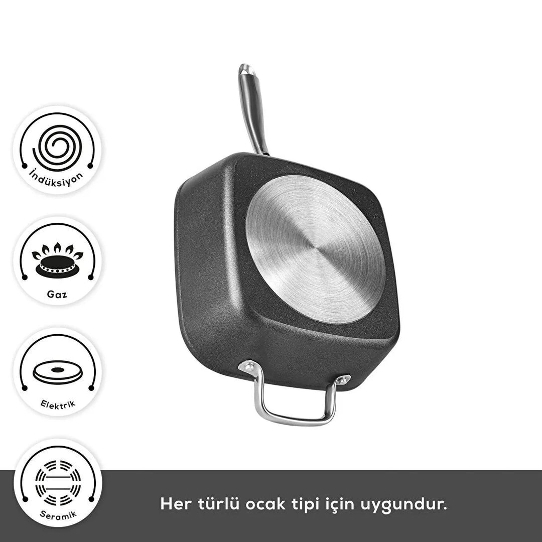 Karaca - BioDiamond Master Quattro Induktion Grydesæt – Non stick | Kvadratisk | Sort | 8 dele
