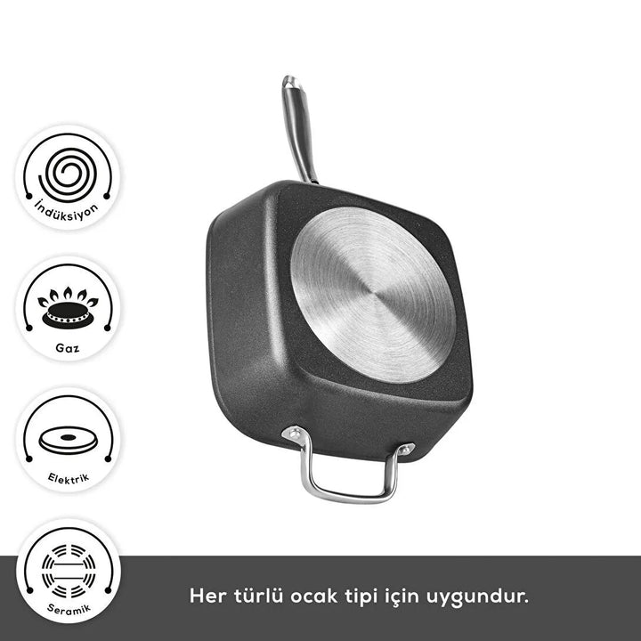 Karaca - BioDiamond Master Quattro Induktion Grydesæt – Non stick | Kvadratisk | Sort | 8 dele