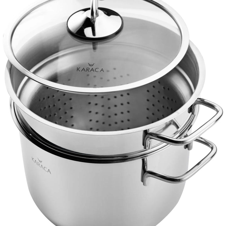 Karaca - Kitchen Lover induktion spaghettigryde m/si – 5 liter | 20 cm | Rustfri stål