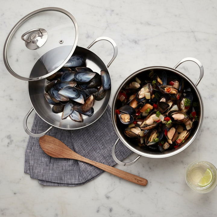 Karaca - Kitchen Lover 2 i 1 Muslingegryde – 3,5 &amp; 2,5 liter | Ø20 cm | Rustfrit stål | 2 stk. |  3 dele