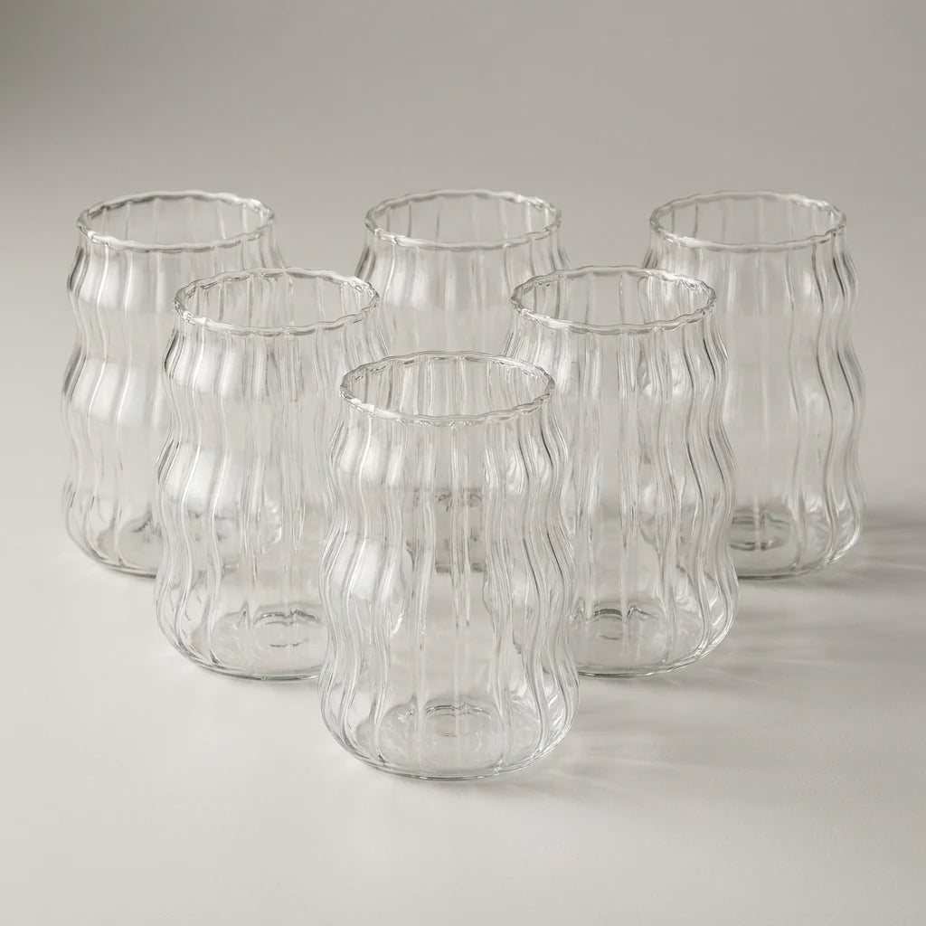 Diamonds - Rillet Drikkeglassæt - 500 ml. | Glas | Transparent | 6 stk.