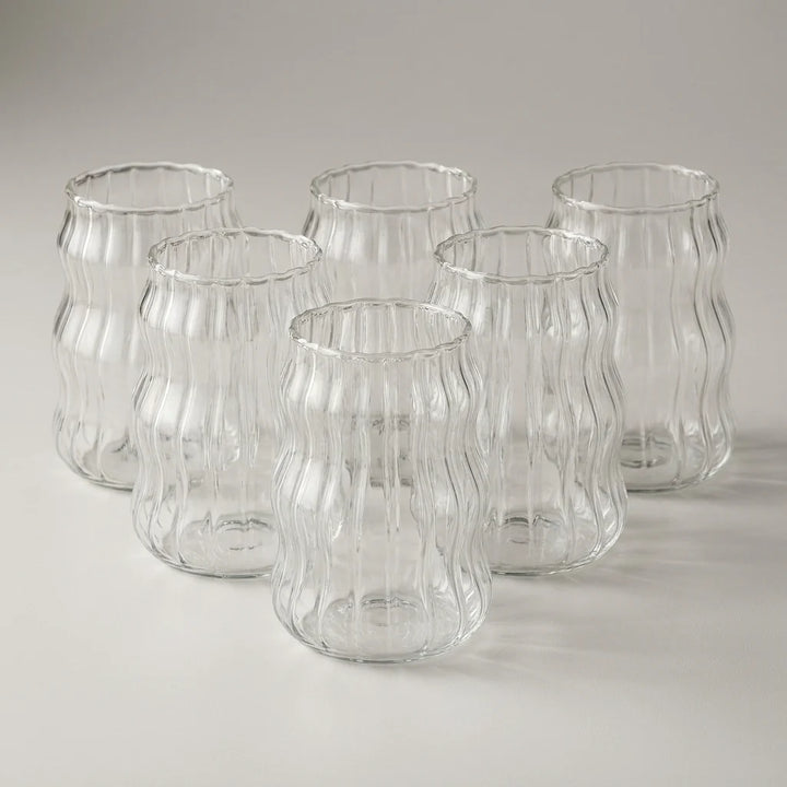 Diamonds - Rillet Drikkeglassæt - 500 ml. | Glas | Transparent | 6 stk.