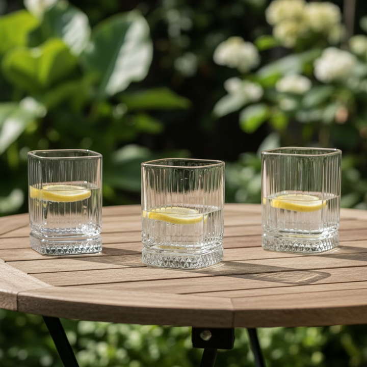 Diamonds - Riflet Drikkeglassæt - 200 ml. | Glas | Transparent | Kvadratisk | 6 stk.