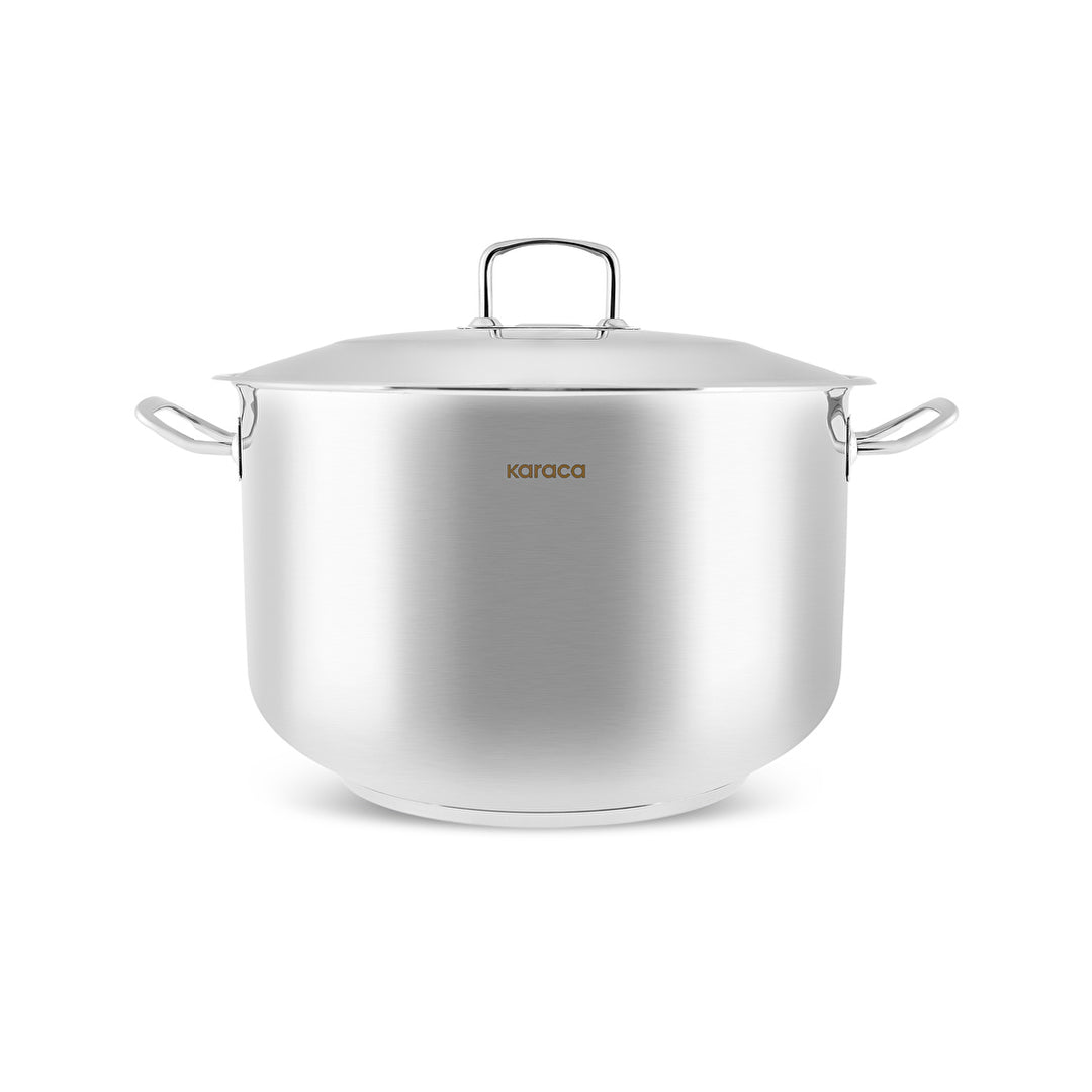 Karaca - Nazen Induktion gryde m/låg – 22 liter | Ø36 cm | 18/10 Rustfrit stål | Sølvfarvet