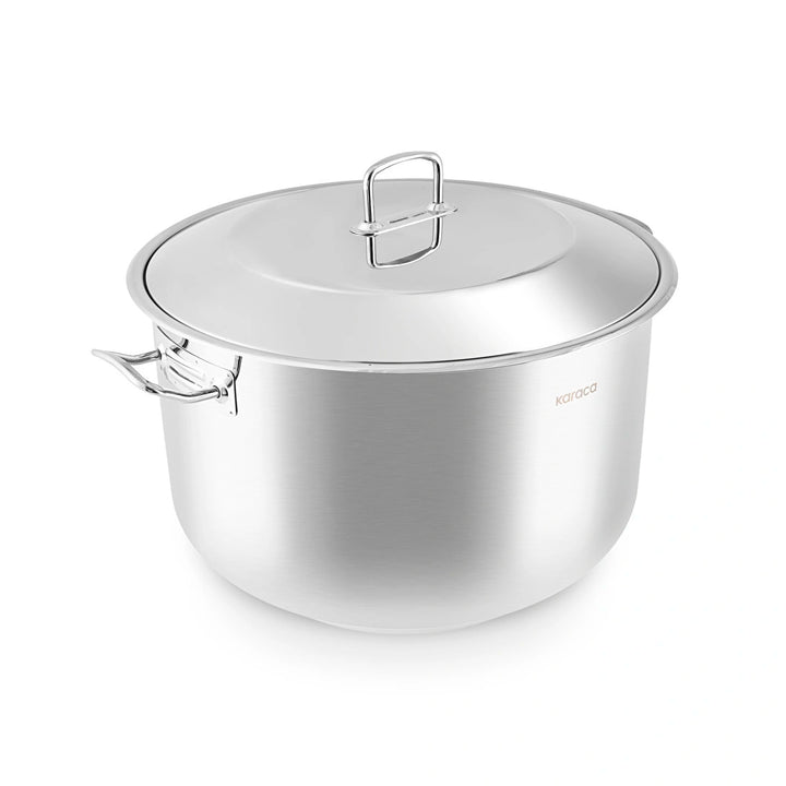 Karaca - Nazen Induktion gryde m/låg – 22 liter | Ø36 cm | 18/10 Rustfrit stål | Sølvfarvet
