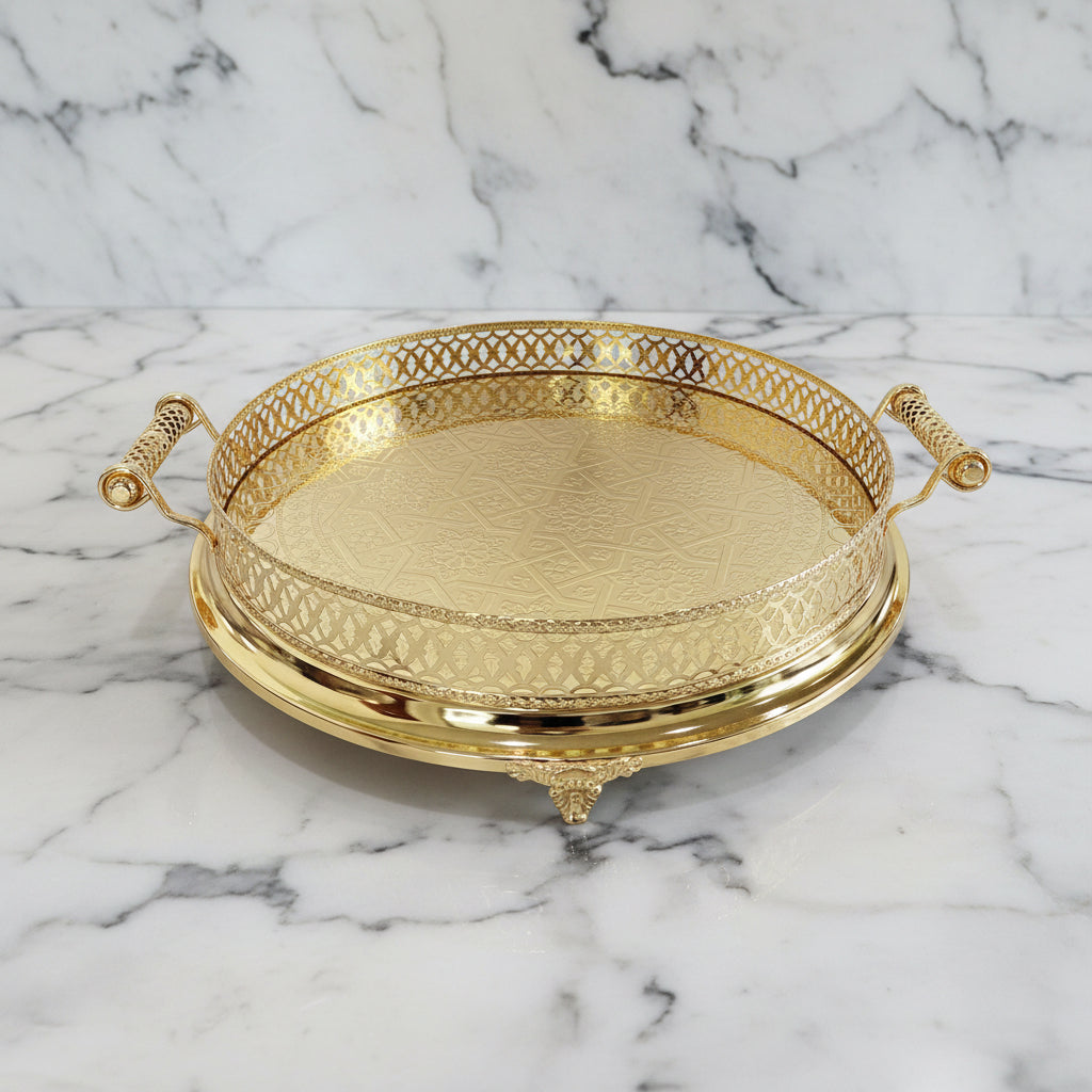 Cinar Fugurato - 801 Rund Serveringsbakke – Guld | 56×11 cm