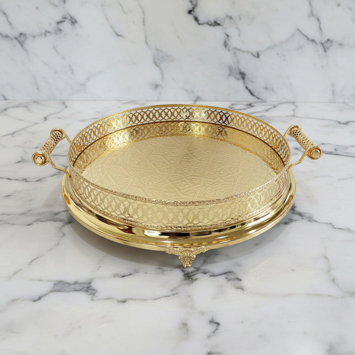 Cinar Fugurato - 801 Rund Serveringsbakke – Guld | 56×11 cm