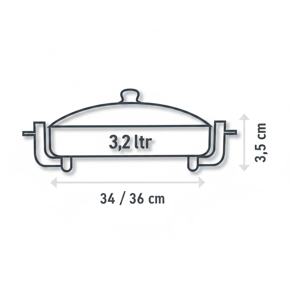 Ferveo Leyya - Elektrisk Multifunktionel Pizzapande – Ø36 x 3,5 cm | 1500 W