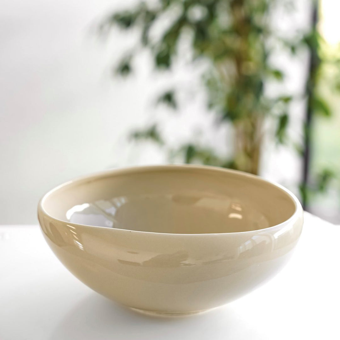 Almina - Wave Biscuit Serveringsskål - Ø23 cm | Stentøj | Beige
