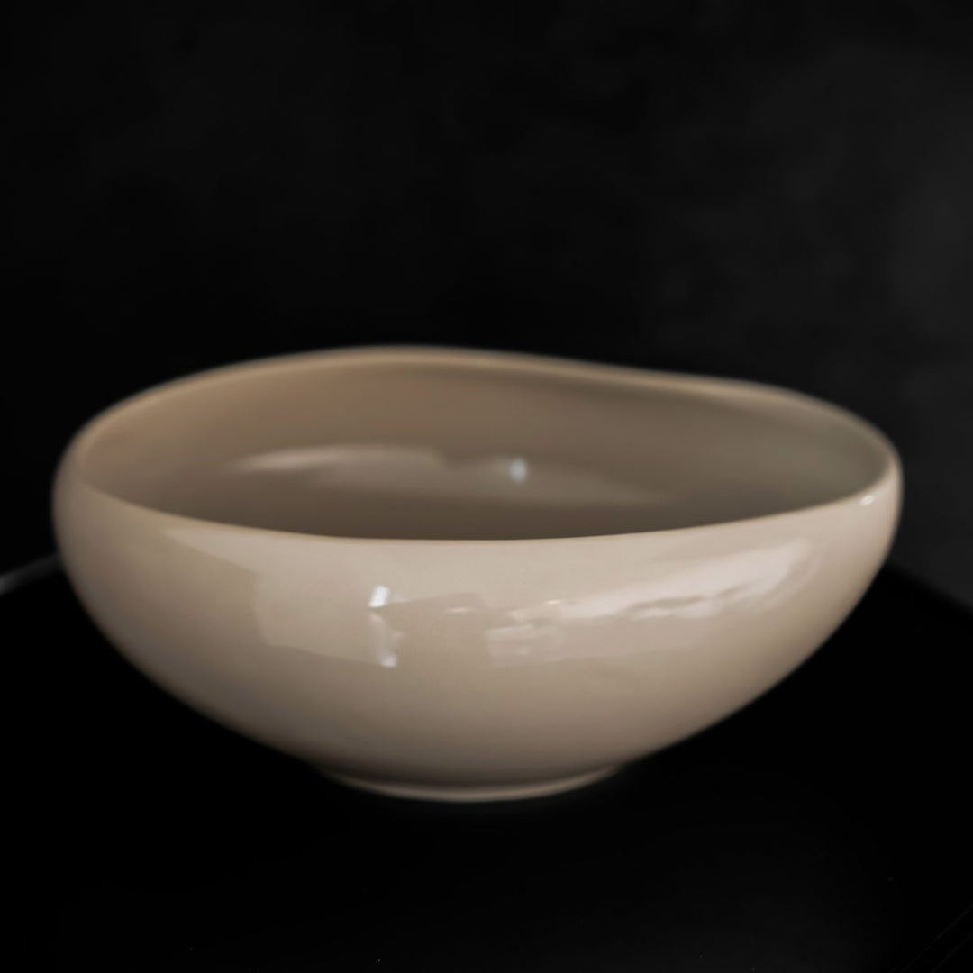 Almina - Wave Biscuit Serveringsskål - Ø23 cm | Stentøj | Beige