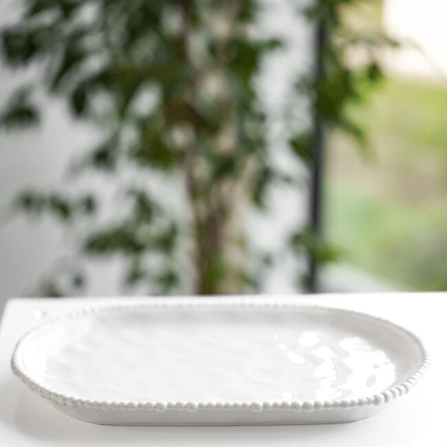 Almina - Pearly Serveringsfad - 30 x 20 cm | Porcelæn | Hvid