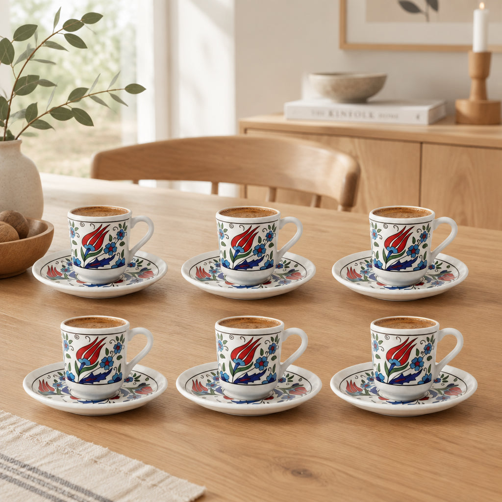 Korkmaz Bosphorus - Tyrkisk espressokopsæt - 6 pers. | 12 dele | 75 ml