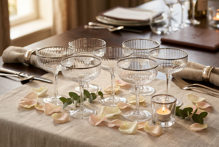 Karaca Fine Pearl - Cocktailglassæt - 6 stk | Sølvkant