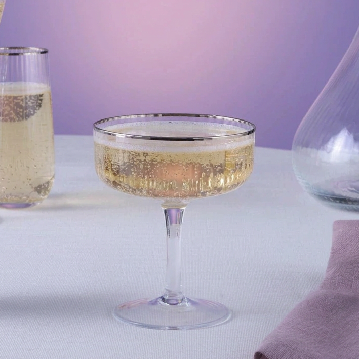 Karaca Fine Pearl - Cocktailglassæt - 6 stk | Sølvkant