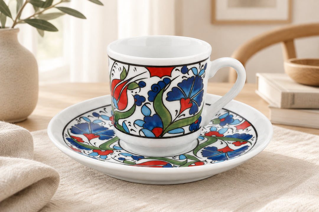 Korkmaz Tulip - Tyrkisk espressokopsæt - 6 pers. | 12 dele | 75 ml