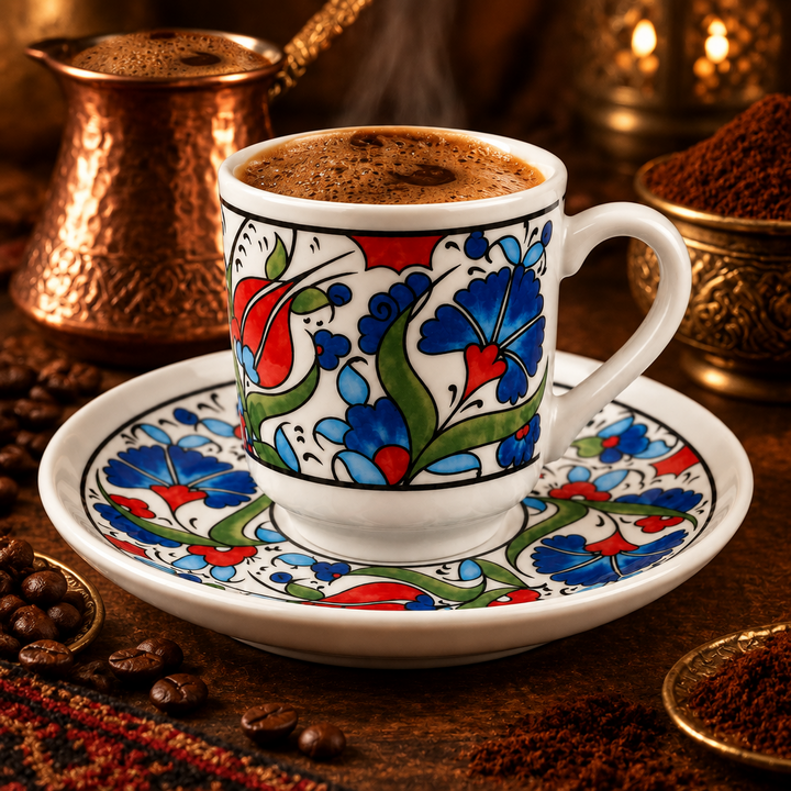Korkmaz Tulip - Tyrkisk espressokopsæt - 6 pers. | 12 dele | 75 ml