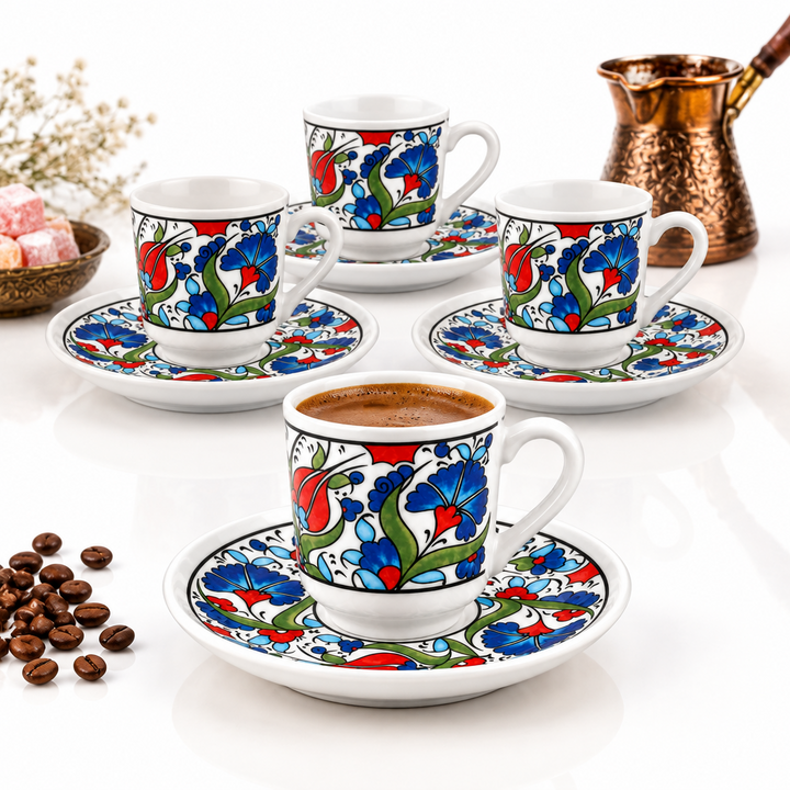 Korkmaz Tulip - Tyrkisk espressokopsæt - 6 pers. | 12 dele | 75 ml