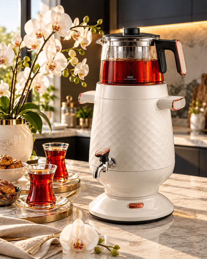 Arzum Ehlikeyif - Tyrkisk Temaskine (Semaver) - 4,7 liter | 2200W | Hvid
