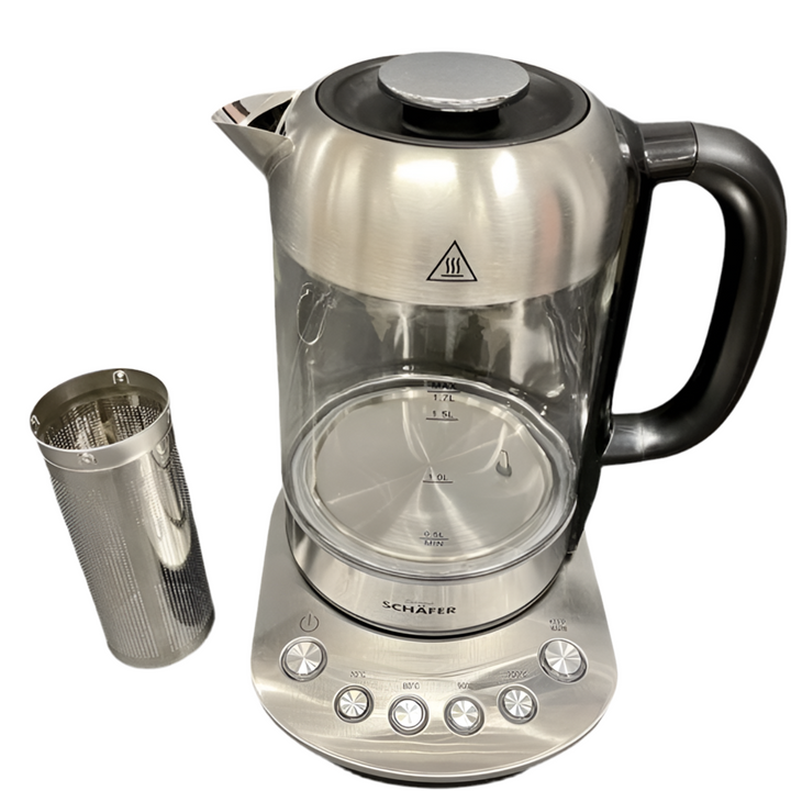 2-i-1 Te- og Elkedel 1,7 L. Sølv - 2200 W - Schäfer