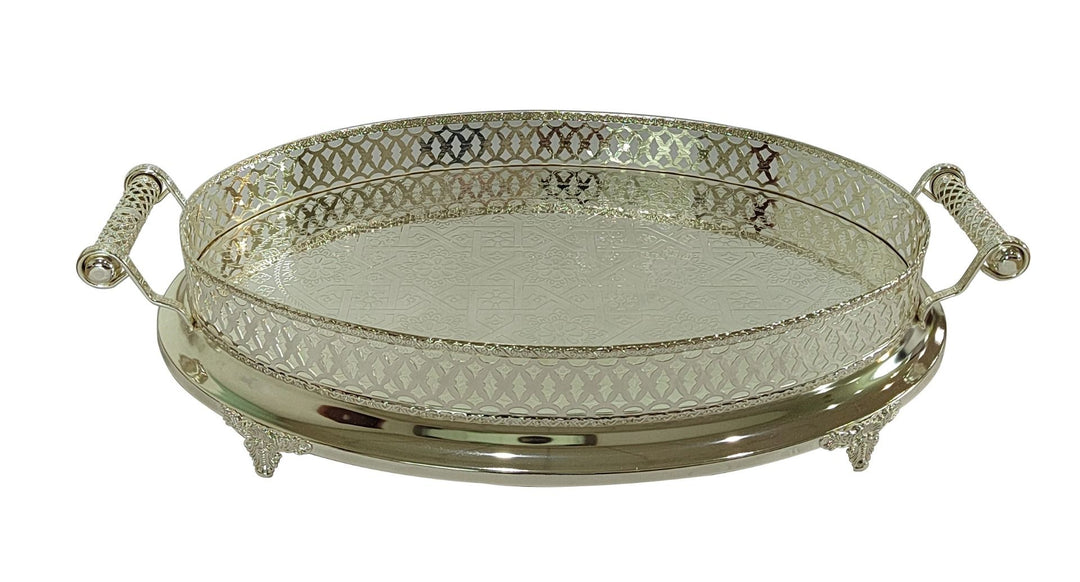 Cinar Fugurato - Serveringsbakke Oval – Sølv 61 × 38 × 12 cm