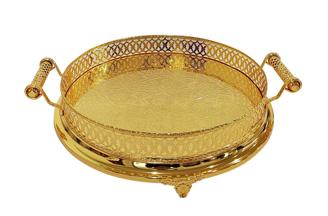 Cinar Fugurato - Serveringsbakke Rund – Guld - 52 × 11 cm