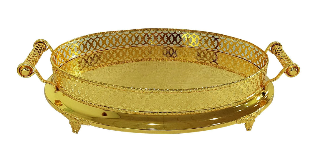 Cinar Fugurato - Serveringsbakke Oval – Guld - 56 × 34 × 12 cm