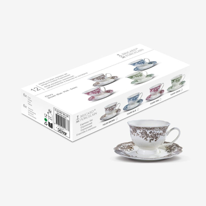 Bricard - Fleury Kaffesæt 12 dele – Brun