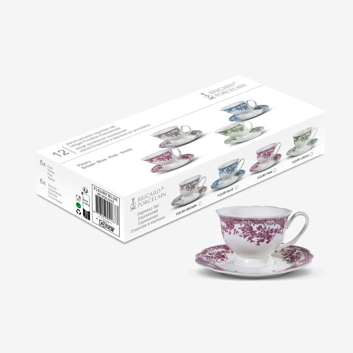 Bricard - Fleury Kaffesæt 12 dele – Rosa