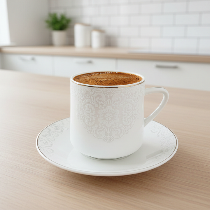 Schäfer Porcelæn Kaffesæt Mønstret m/Gulddetaljer (12 Dele)