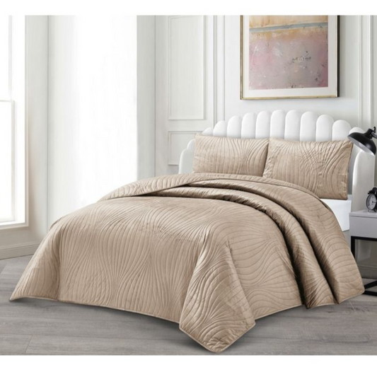 Lavella Iris Sengetæppe Sæt 3 Dele | 240x250 cm | Brun