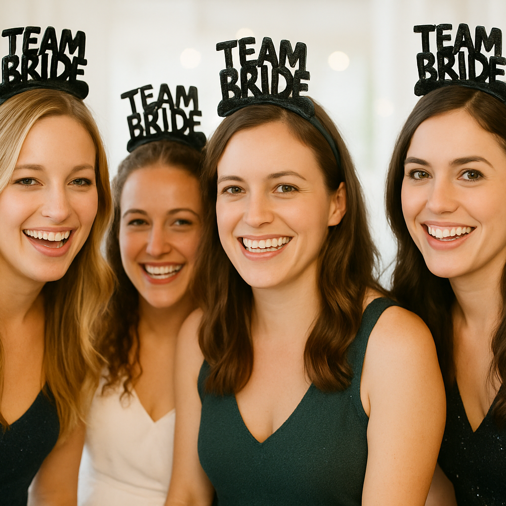 “Team Bride” Hårbøjlesæt Hennafest/Polterabend 11 stk. Hvid eller Sort