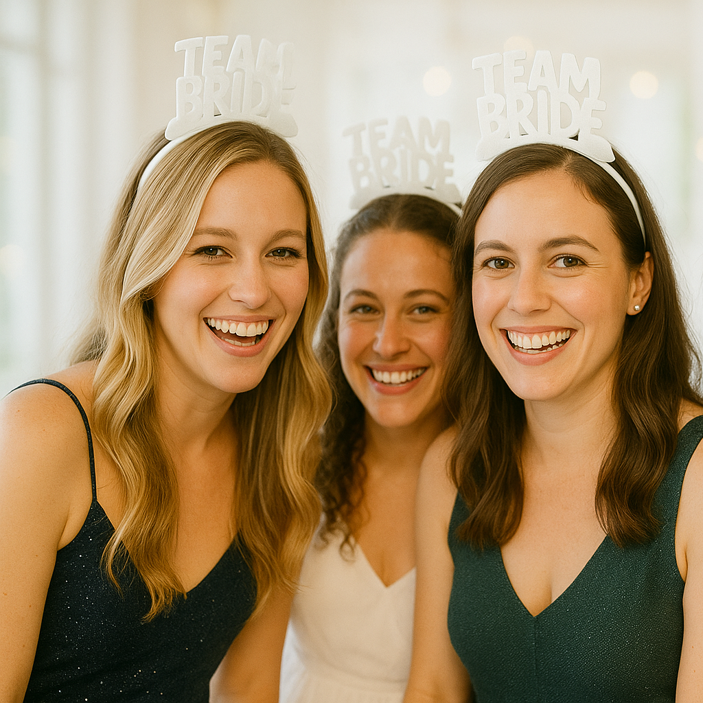 “Team Bride” Hårbøjlesæt Hennafest/Polterabend 11 stk. Hvid eller Sort