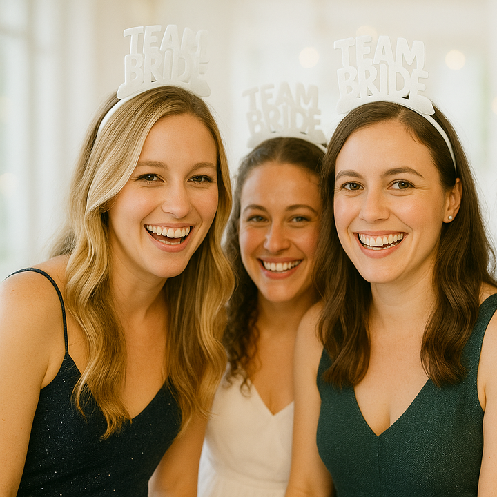 “Team Bride” Hårbøjlesæt Hennafest/Polterabend 11 stk. Hvid eller Sort