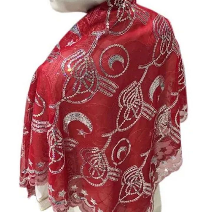 Hennafest Brudeslør og Handsker m/Pailletter - Rød eller Grøn