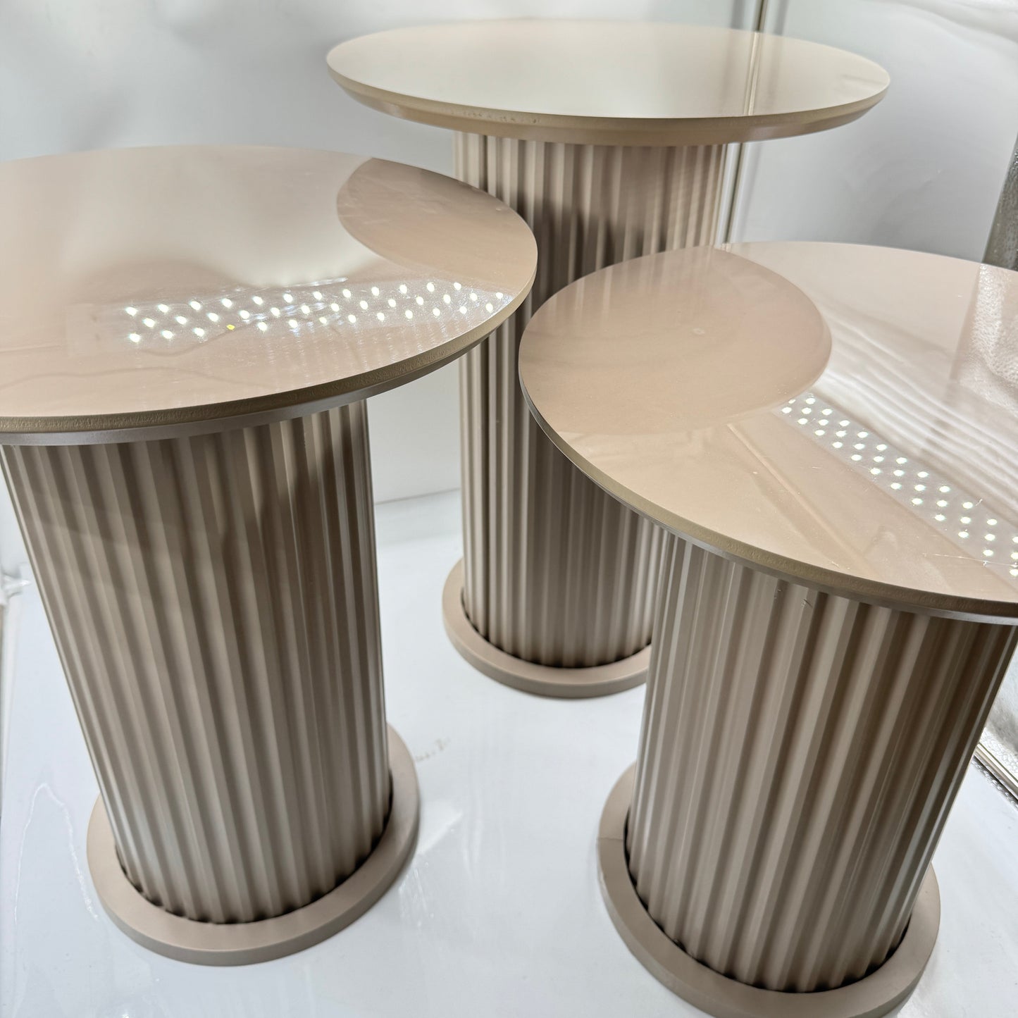 Hjørnebord Beige Sæt 3 Stk