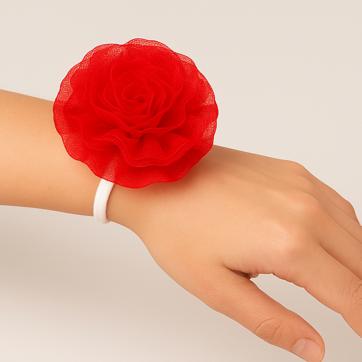 Brudepige Rose Elastikarmbånd Rød 12 Stk.