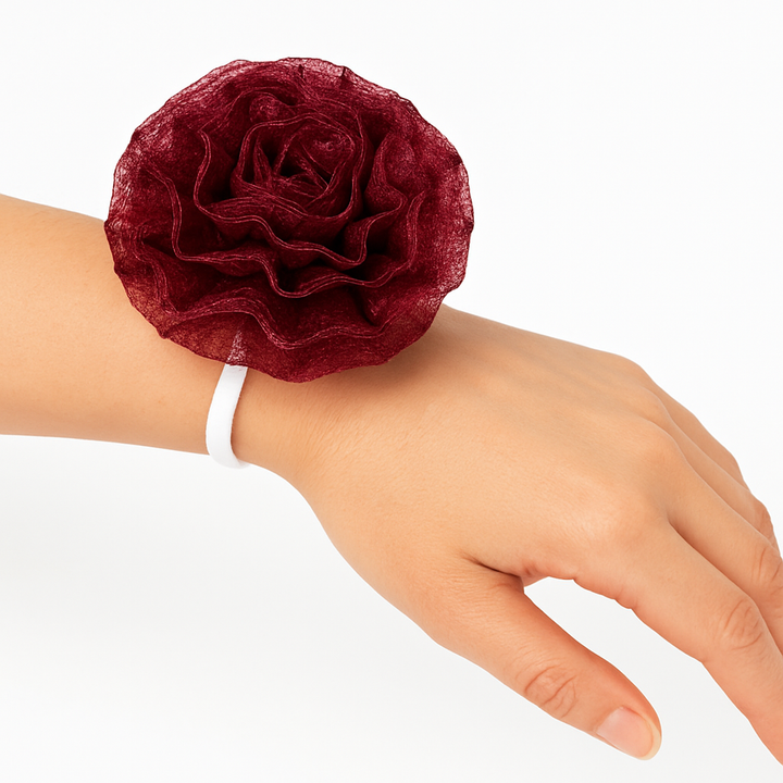 Brudepige Rose Elastikarmbånd Burgundy 12 Stk.