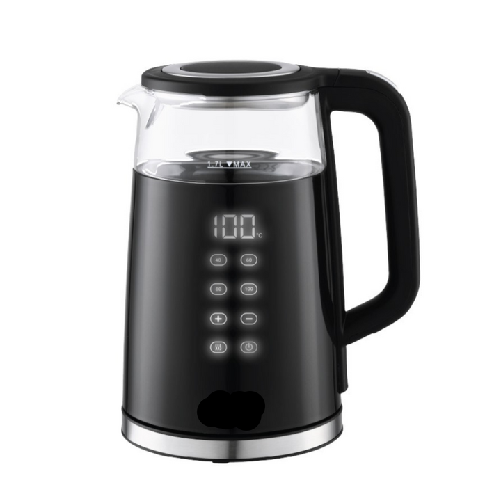 Michelino Digital Elkedel 1,7 L 2200 W - Rustfrit Stål/Glas - Sort