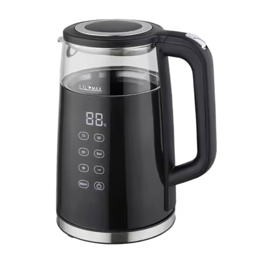 Michelino Digital Elkedel 1,7 L 2200 W - Rustfrit Stål/Glas - Sort