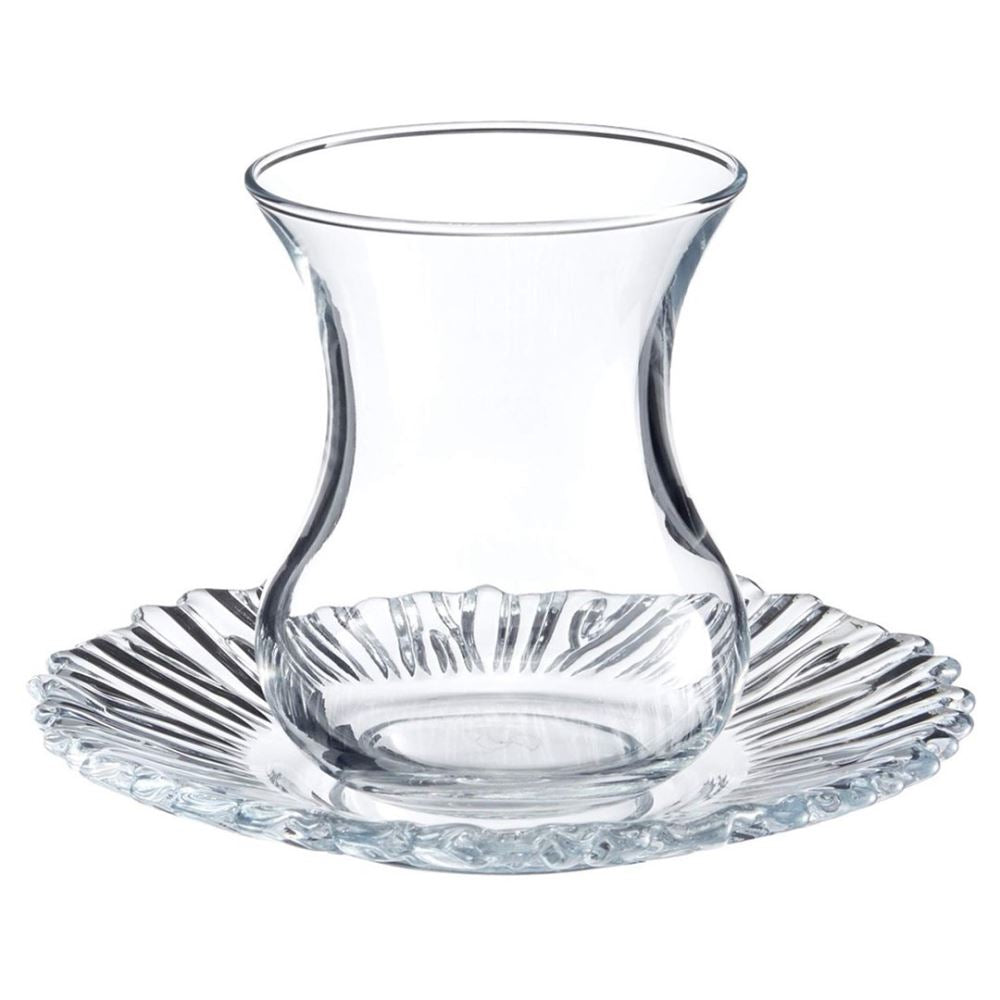 Te Glas Sæt 12 Dele 6 Glas 6 Underkopper - fra Pasabahce Aurora - Løven Home