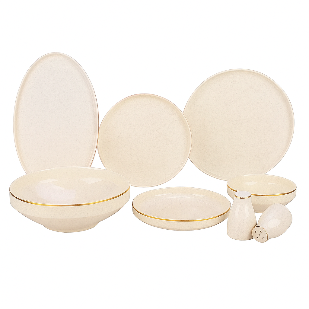 Alara Mira Hvid/Guld Porcelænssæt 28 dele - 6 personer