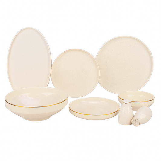 Alara Mira Hvid/Guld Porcelænssæt 28 dele - 6 personer