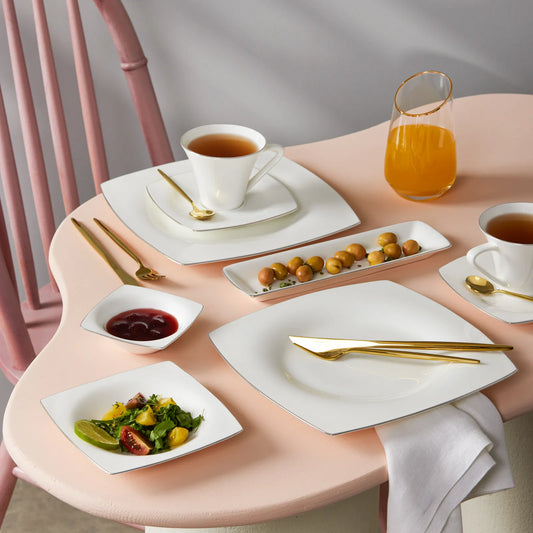 Karaca Fine Pearl Ragusa Porcelænssæt Sølvkant - 26 dele 6 personer